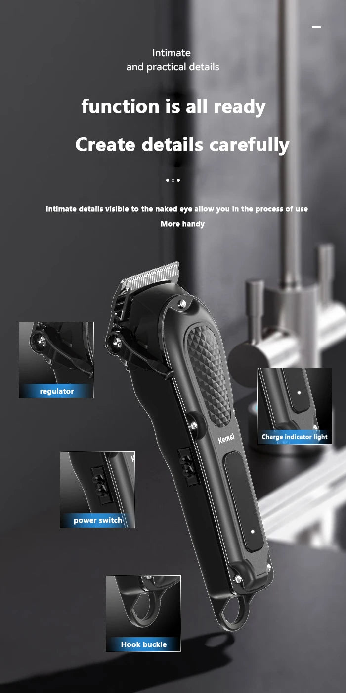 Kemei KM-1071 / KM-2299 / KM-2024 Cordless Hair Clipper – Wet/Dry, USB Rechargeable, CE & CCC