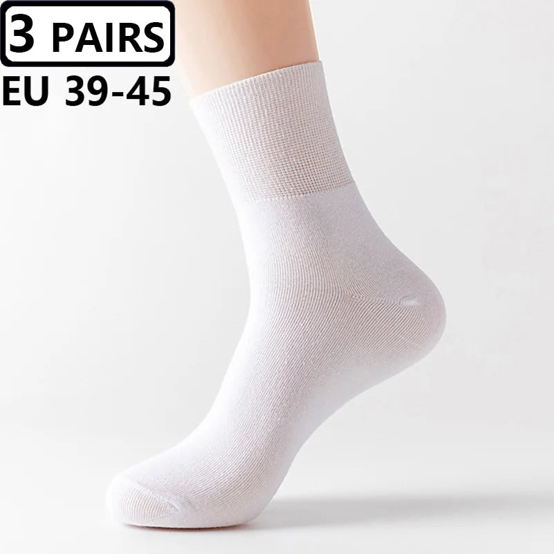 Plus Size Diabetic Varicose Vein Socks EUR 45–50 – 3 Pairs Cotton Loose Mouth Comfort Socks for Men & Women
