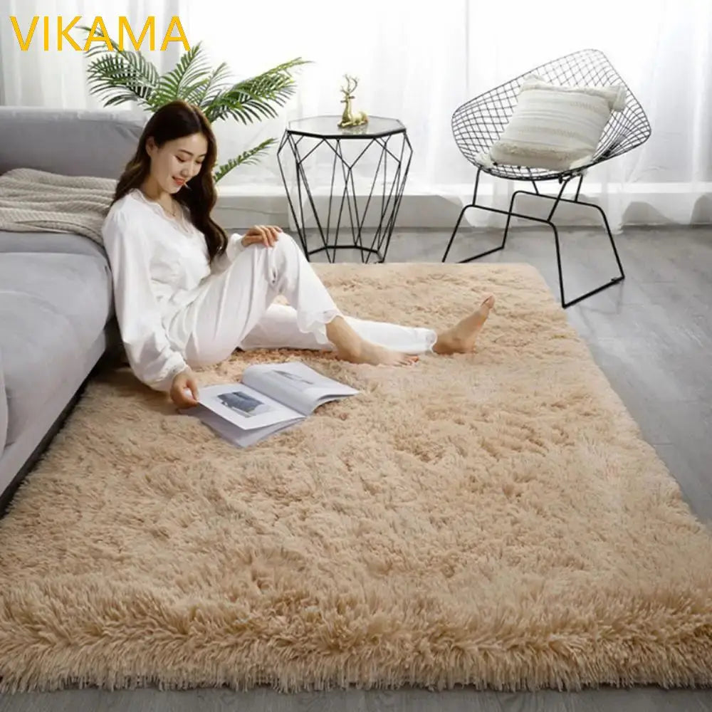 Solid Color Plush Area Rug & Bed Blanket – Soft Silk Wool Carpet for Bedroom & Living Room, 7 Colors & 7 Sizes