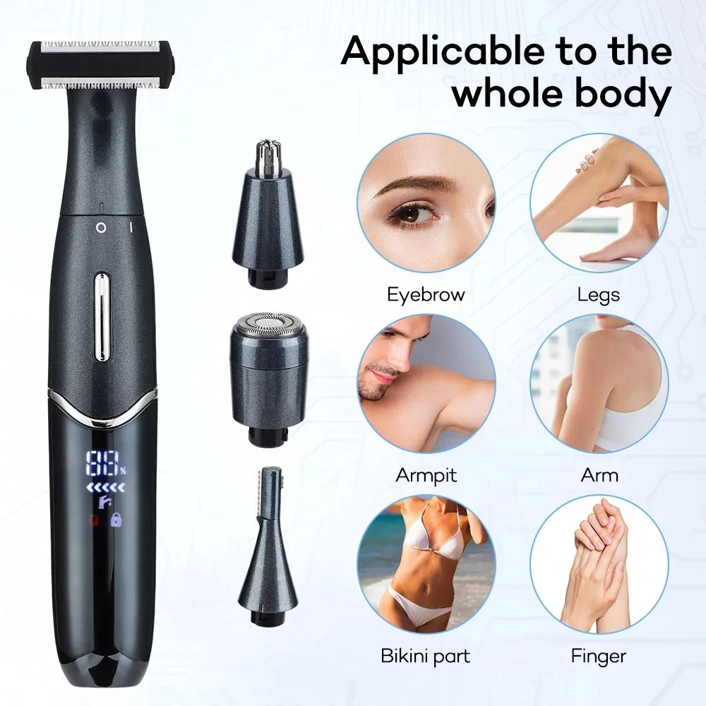 GZHJGOS 4-in-1 Electric Hair Trimmer for Women & Men – Face, Eyebrow, Nose, Body, USB Rechargeable