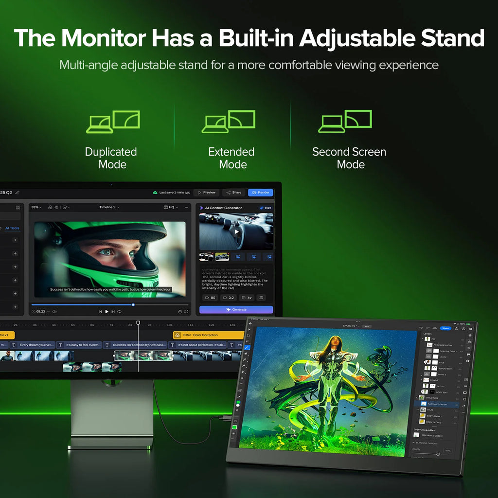 15.6-Inch Portable Monitor – Full HD IPS & Adjustable Stand