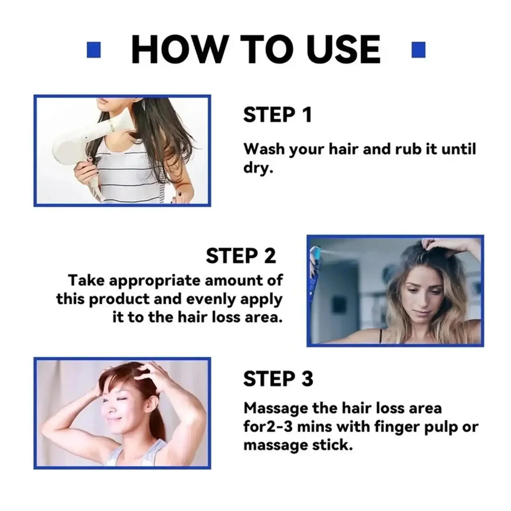 Black Rice Fast Hair Growth Serum Spray for Men Women Anti-loss Hair Regrowth Essential Oil Scalp Treatment Hair Care Products