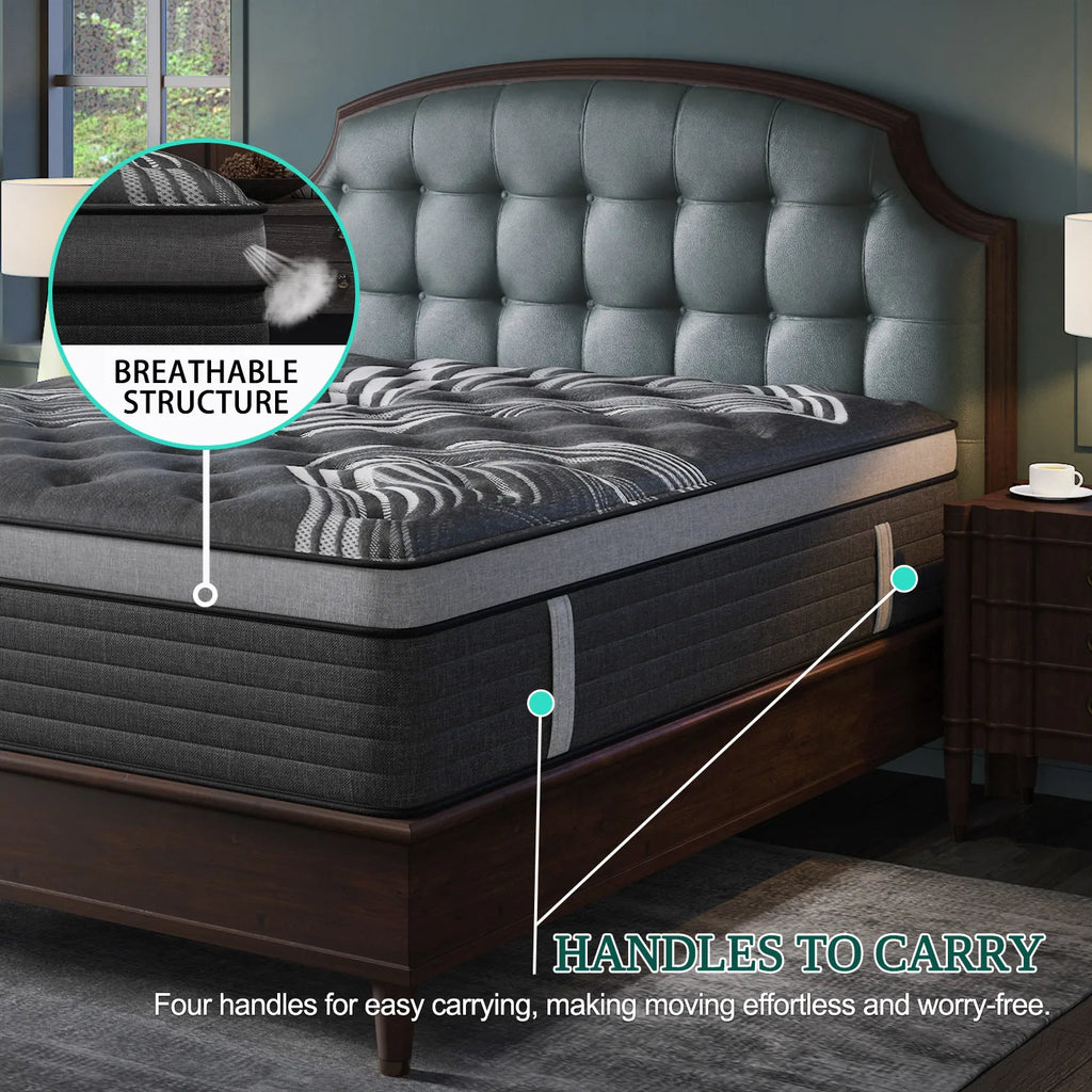 12" Gel Memory Foam Hybrid Pocket Spring Mattress – Medium Firm, Motion Isolation, Twin to King, Boxed