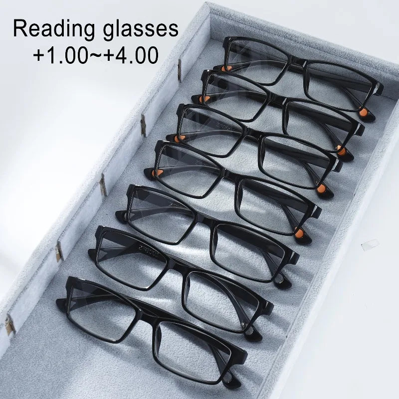 7-Piece Anti-Blue Light Reading Glasses Set — Flexible Ultralight Presbyopia Glasses for Men & Women (+100 to +400)