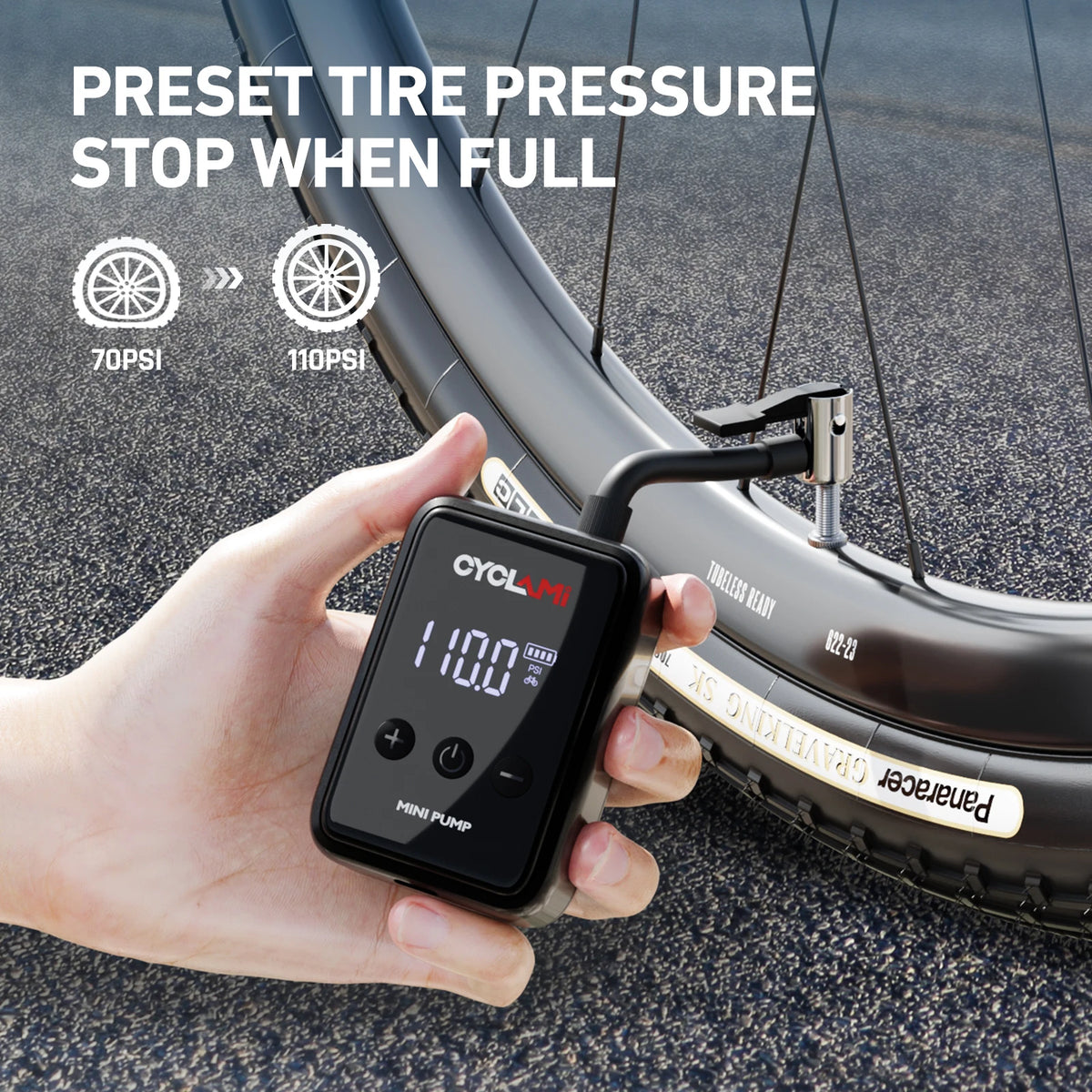 Portable Electric Bike Pump for Presta and Schrader Valves