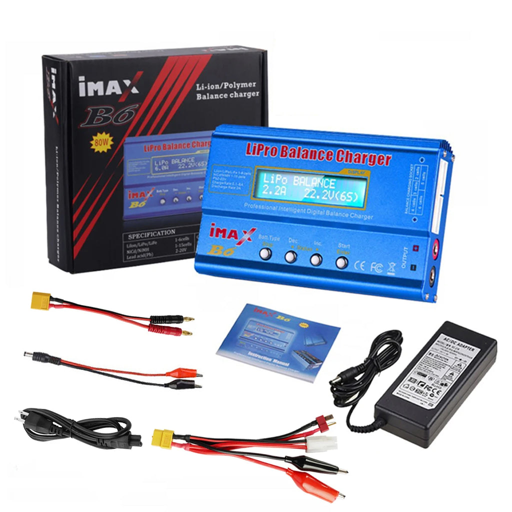 iMAX B6 80W LiPo Balance Charger Discharger – NiMH, Li-ion, NiCd, LiFe, Pb with 15V 6A Adapter