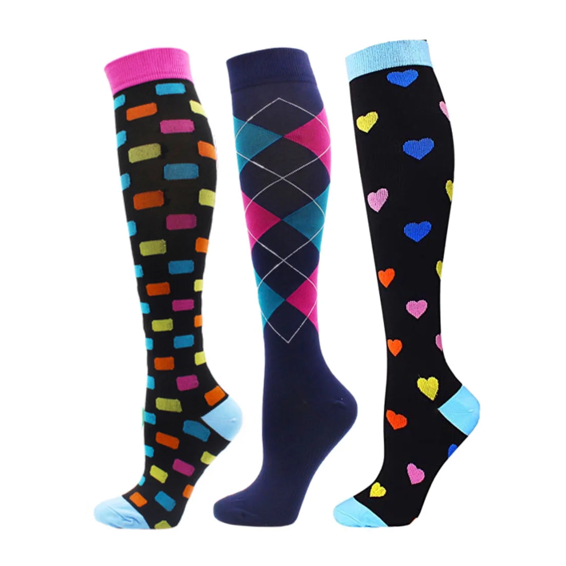 Knee High Compression Socks 20-30mmHg – 3 Pairs for Diabetes, Varicose Veins, Edema, Nurse & Running