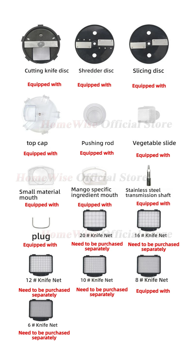 HomeWare M1 Multifunctional Vegetable Cutter & Food Processor – Cube, Shred & Slice, Large-Caliber Inlet
