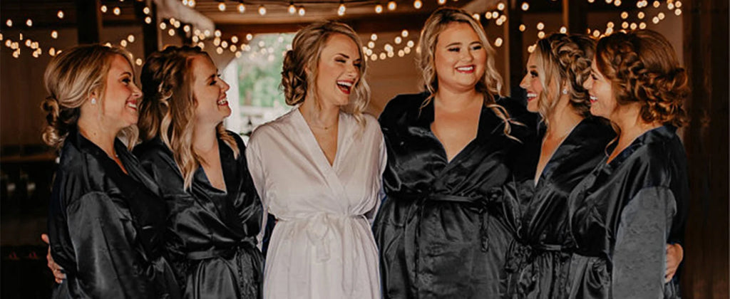 Women's Short Satin Kimono Robe | Bridal Dressing Gown Nightdress