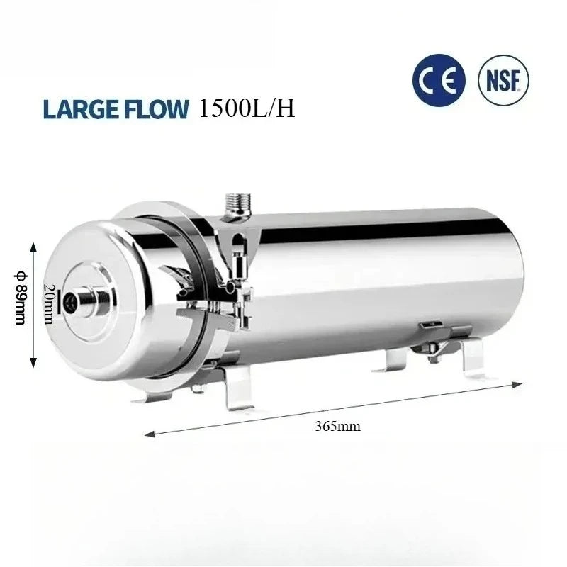 Whole House UF Water Purifier 1500L — 0.01μm Stainless Steel PVDF Membrane, Washable & Reusable