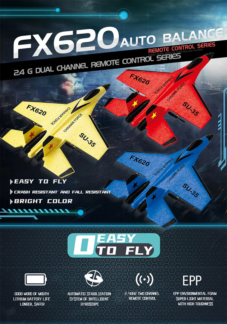 SU35 2.4G RC Foam Fighter Glider Airplane – Remote Control EPP Fixed Wing Plane