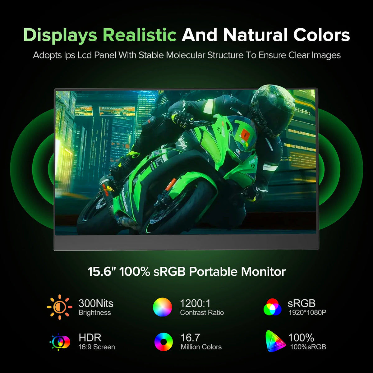15.6-Inch Portable Monitor – Full HD IPS & Adjustable Stand
