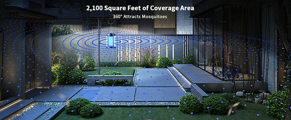 Minimoon Outdoor Bug Zapper — 15W UV, 4200V Grid, Dual LED Light, IPX4 Waterproof, 2100 Sq.Ft Coverage