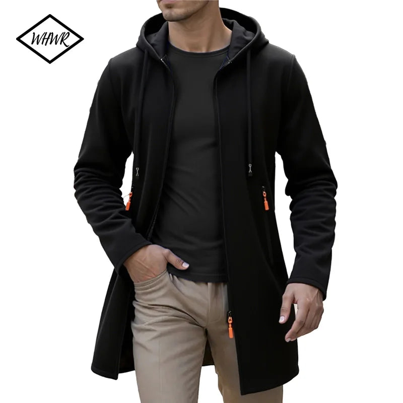 Men's Zip-Up Fleece-Lined Hooded Knit Jacket