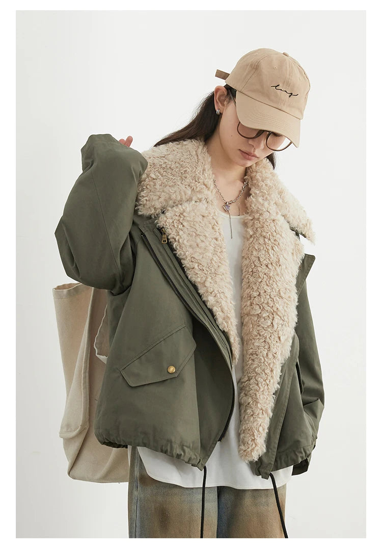 Women's Retro Motorcycle Cotton Overcoat – Loose Thick Streetwear Jacket