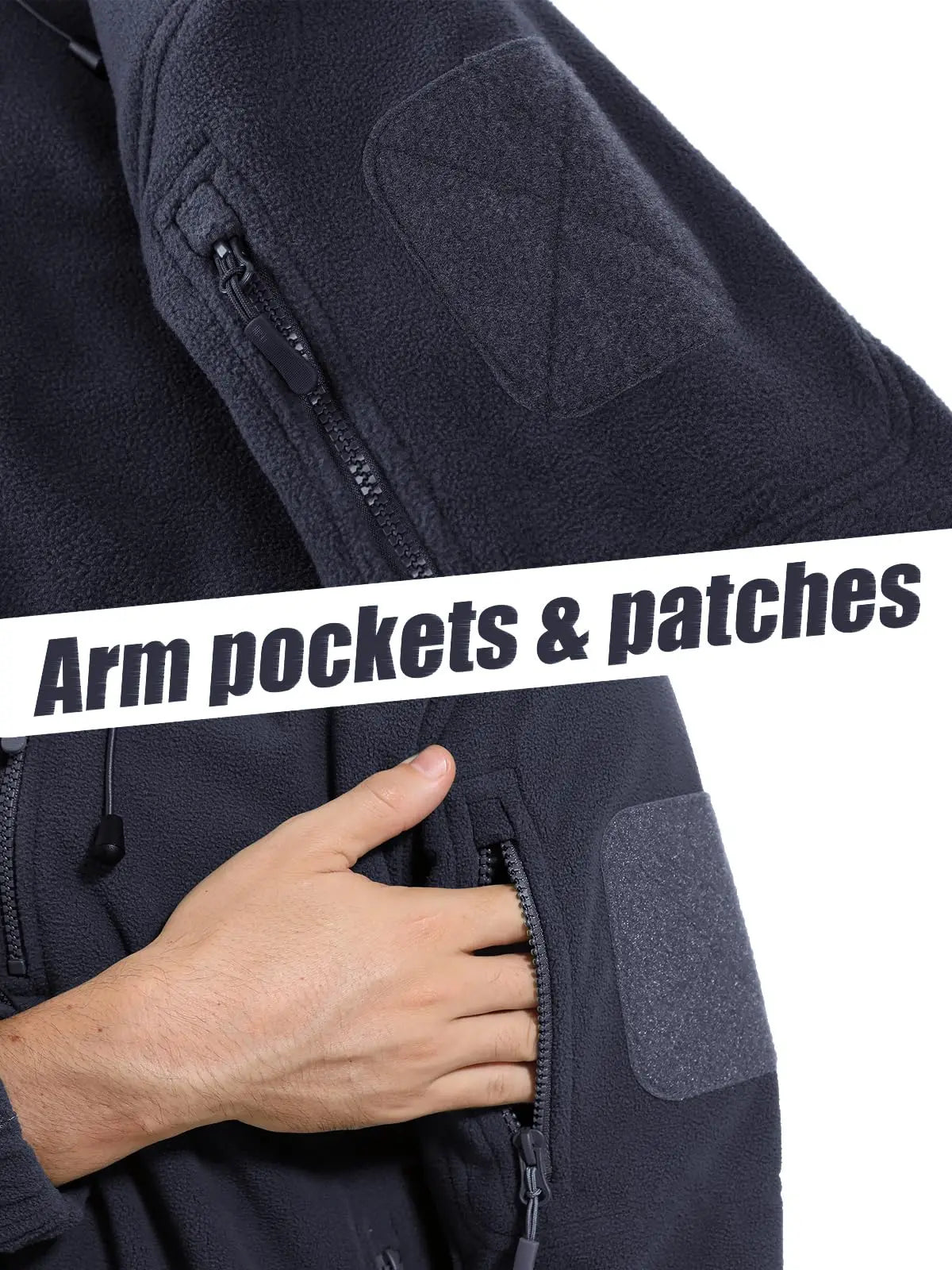 TACVASEN Men's Hooded Fleece Jacket – Full-Zip Windproof Warm Work Coat for Outdoor & Office