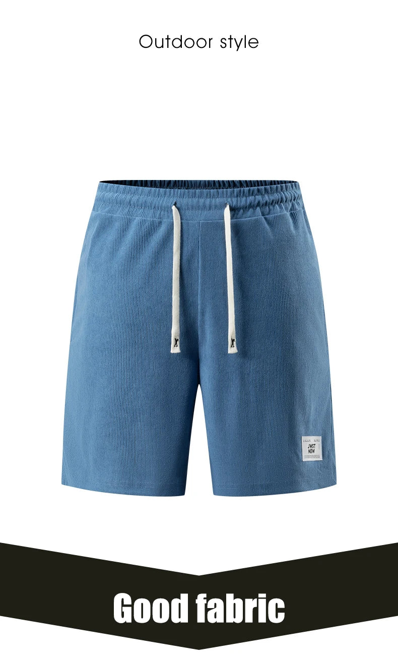 Men's Corduroy Stretch Letter Print Shorts — Casual Textured Shorts