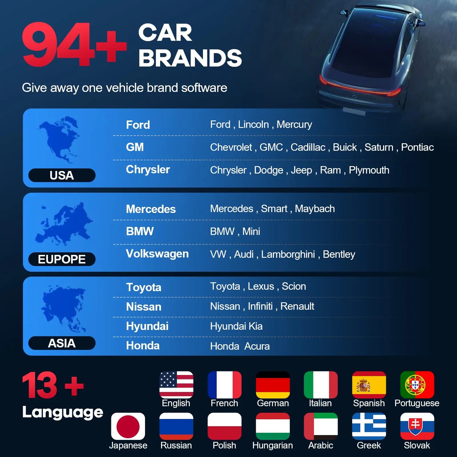 MUCAR BT200 Pro OBD2 Bluetooth Car Diagnostic Scanner — 15 Resets, Full System, 120+ Car Brands
