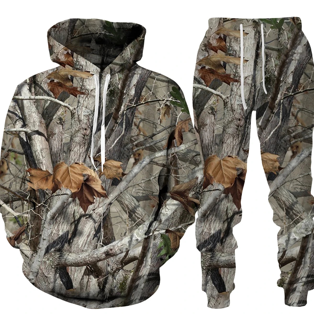 Men's Camouflage Animal 3D Print Hoodie & Pants Tracksuit – Unisex 2-Piece Set
