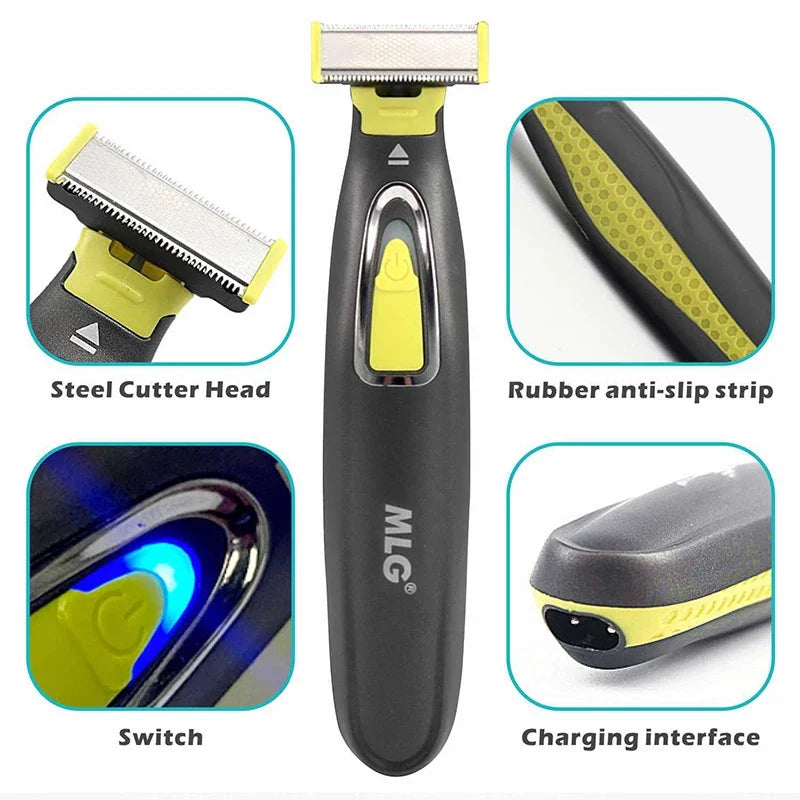 MLG Portable Full Body Electric Shaver – T-Blade, Wet & Dry, USB Rechargeable, Washable