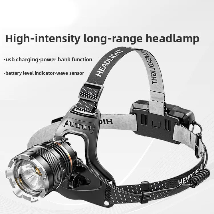 1000M Zoom Rechargeable LED Headlamp — Motion Sensing
