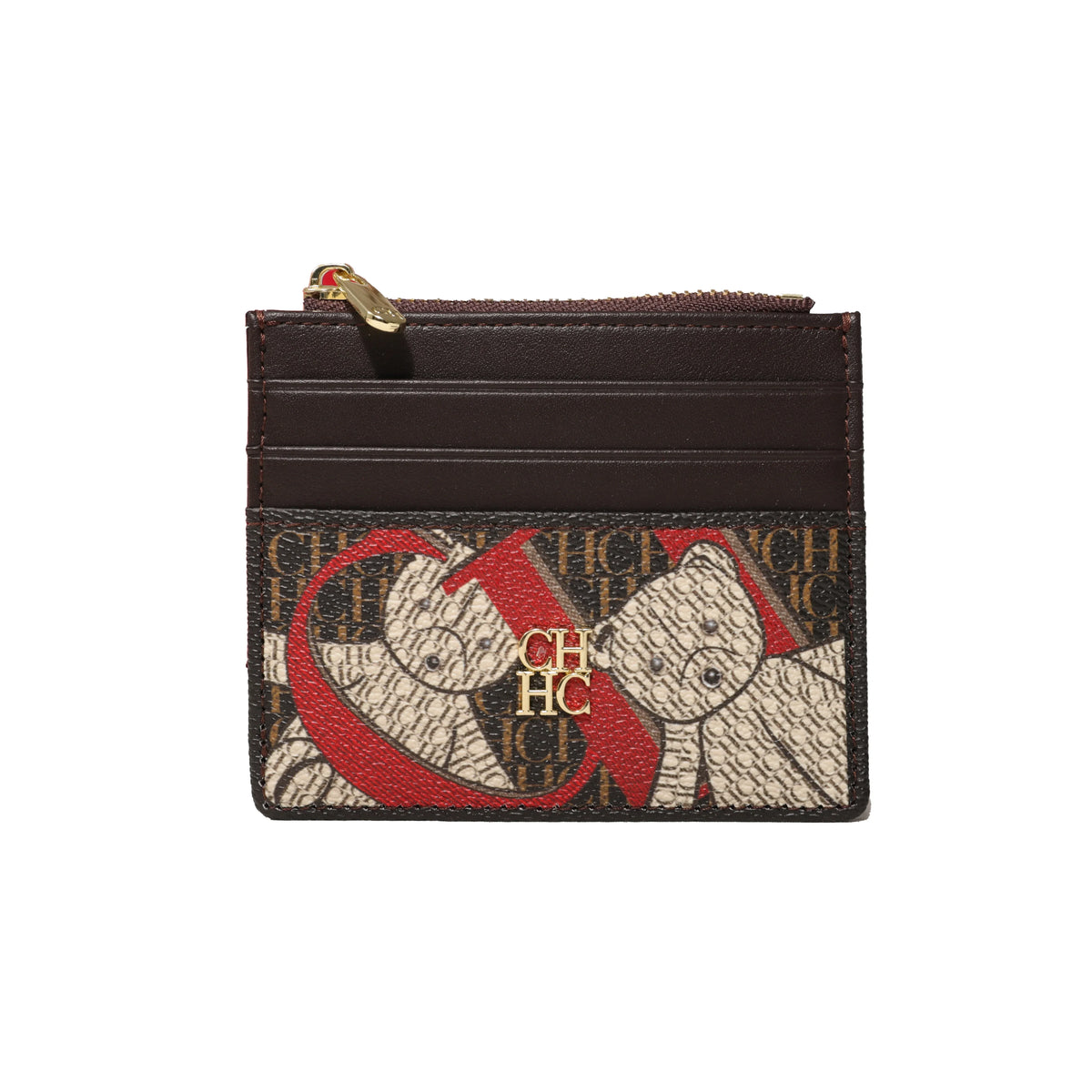 CH Letter Accent PU Leather Card Case Wallet – Elegant Compact Designer Wallet for Women