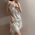 Women's Sexy Lace V-Neck Sleeveless Nightdress – Suspender Sleepwear for Ladies