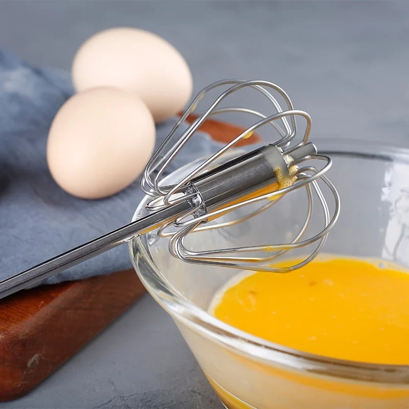 Whisk Faster. Bake Better. — Stainless Steel Semi-Automatic Egg Beater | S/M/L Sizes, Hand Push Mixer, Milk Frother, Kitchen Baking Tool