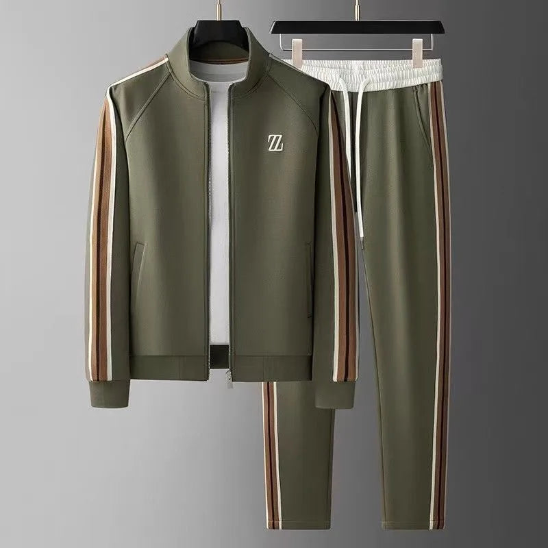 Men's Embroidered Fashion Jacket & Trousers Set – Trendy Sporty 2-Piece Tracksuit