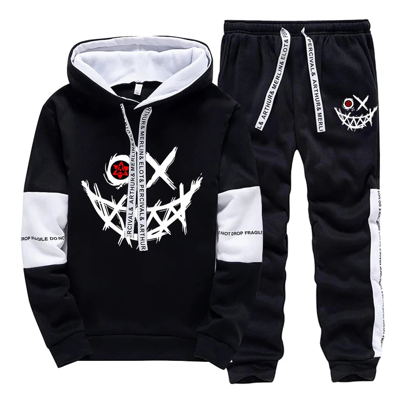 Men's Printed Hoodie & Sweatpants Streetwear Tracksuit – Casual Outdoor Sport Set