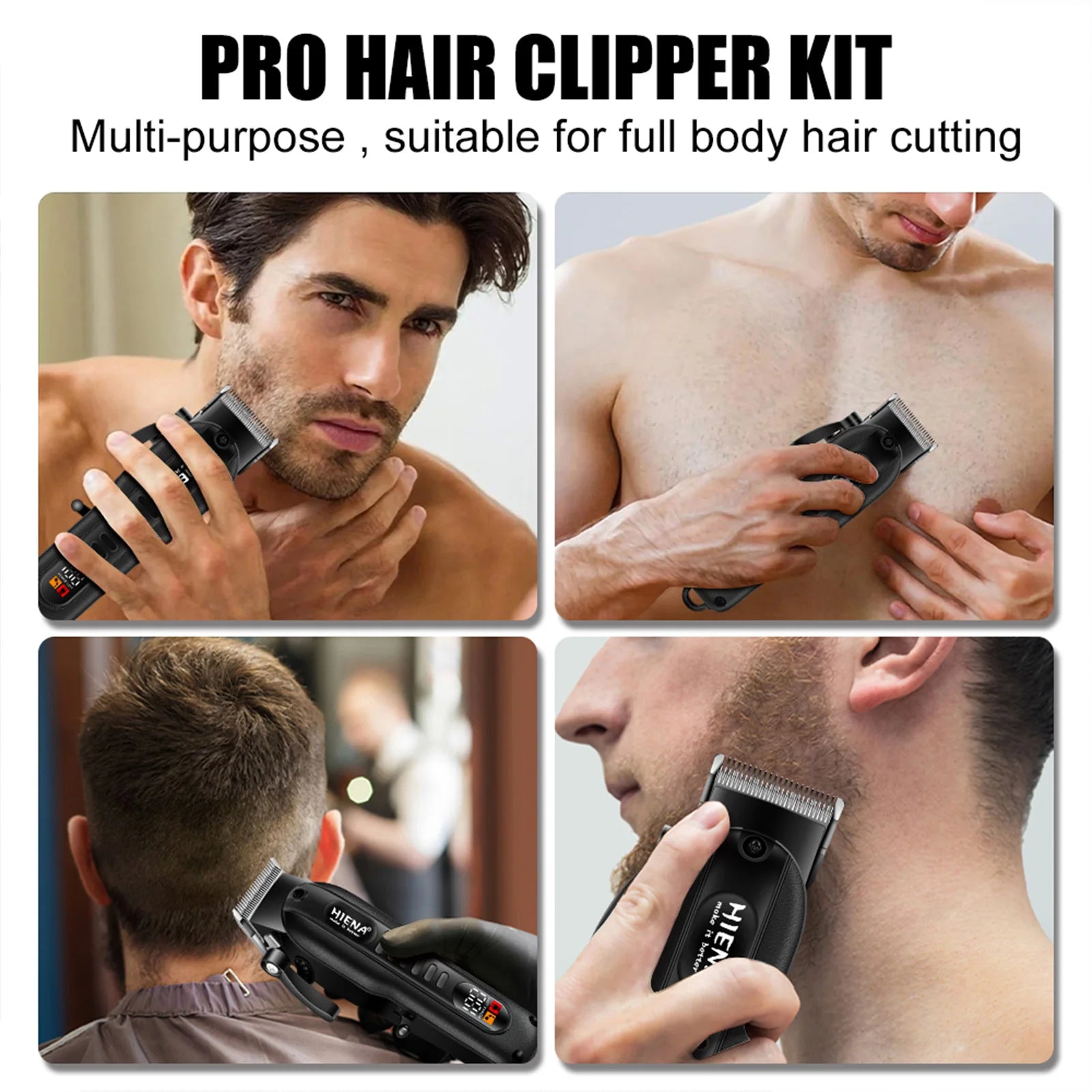 HYN-222 Professional Hair Clipper – Rechargeable, Stainless Steel Blade, 180-Min Battery, Washable Head