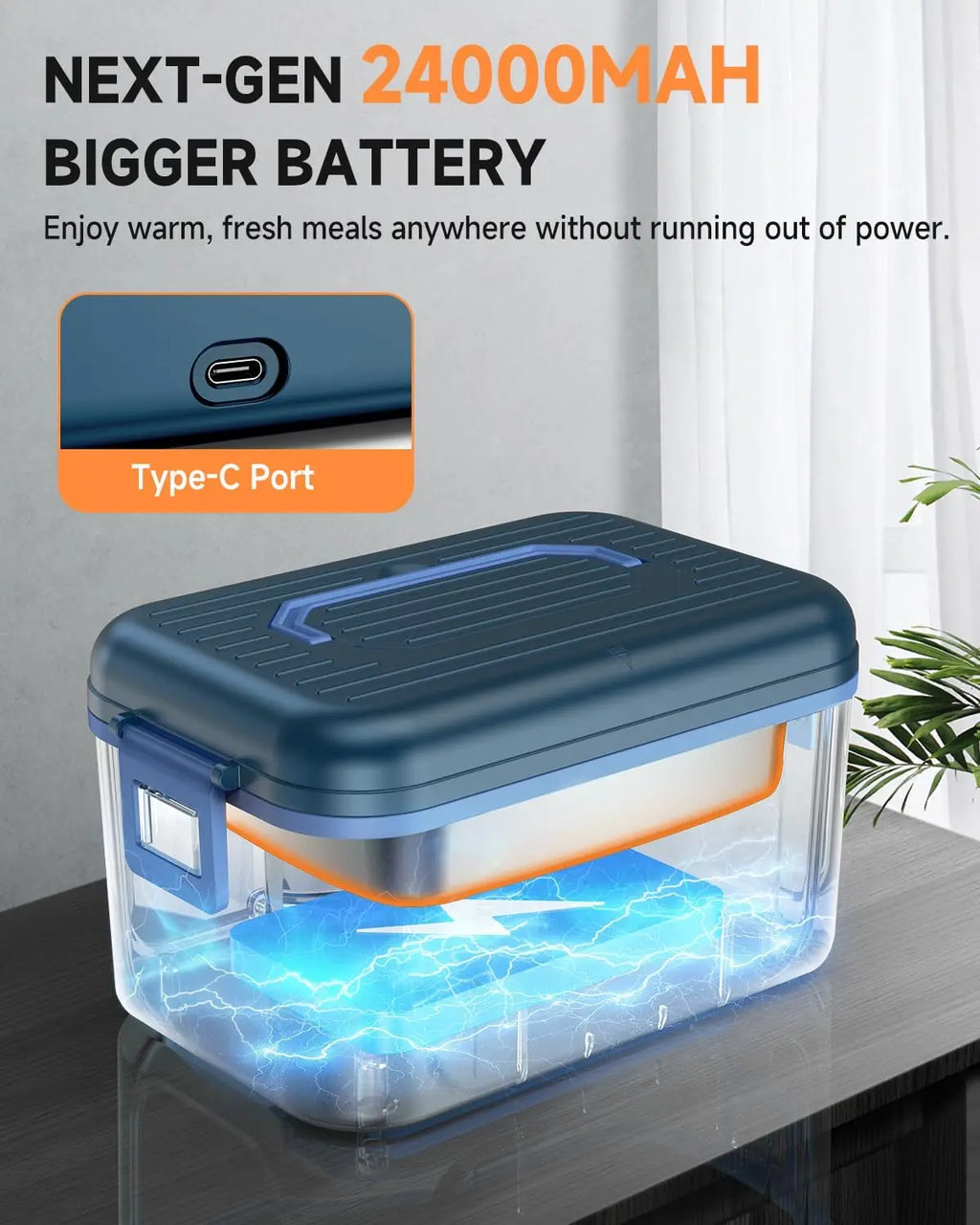1.4L Cordless Electric Lunch Box – Rechargeable Food Warmer