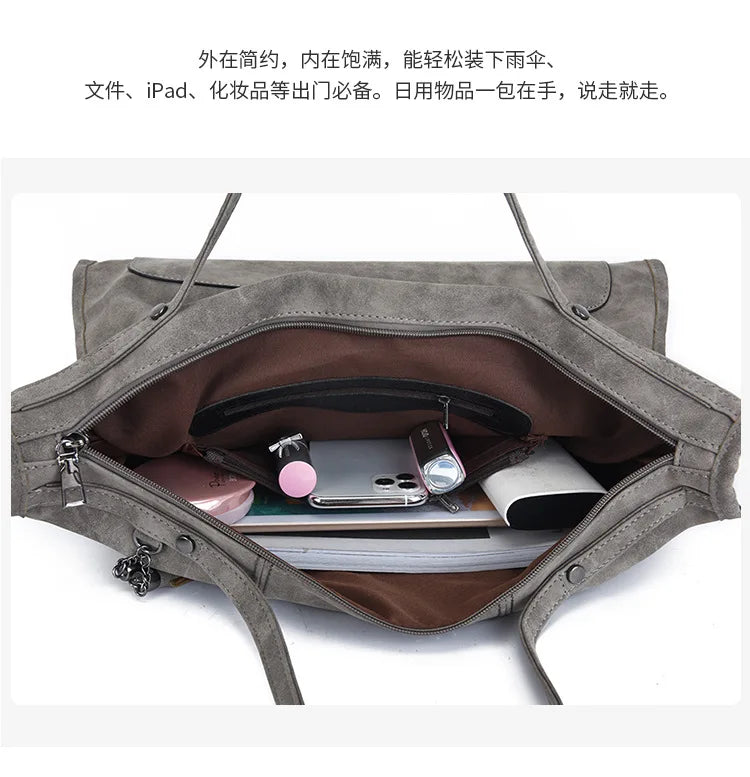 Luxury Matte Frosted PU Large Square Tote Bag – Rivet Designer Handbag for Women