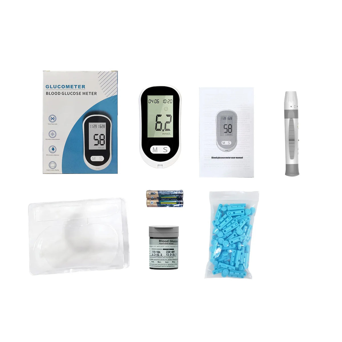 VivaChek Blood Glucose Meter Kit – Code-Free Fast Home Diabetes Monitor with 50 Test Strips & Lancets