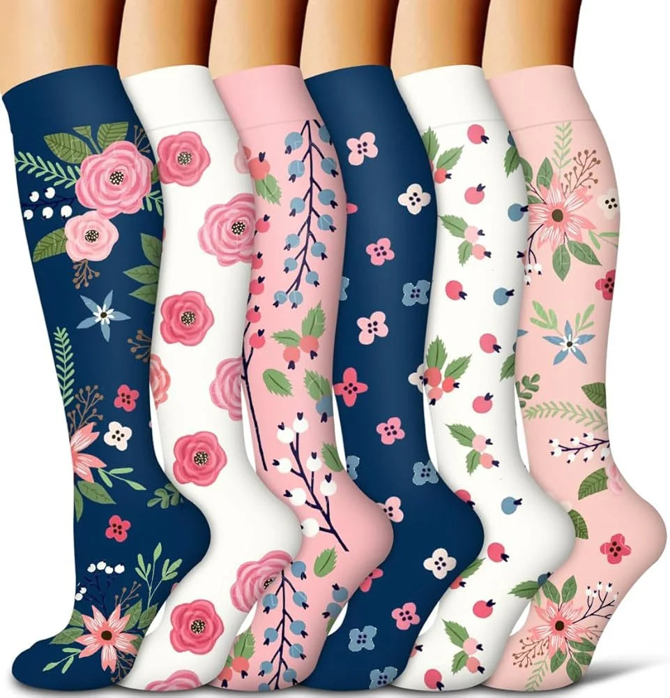 Knee High Compression Stockings 20-30mmHg – 6 Pairs Sports, Medical, Varicose Veins, Pregnancy, Edema & Diabetes