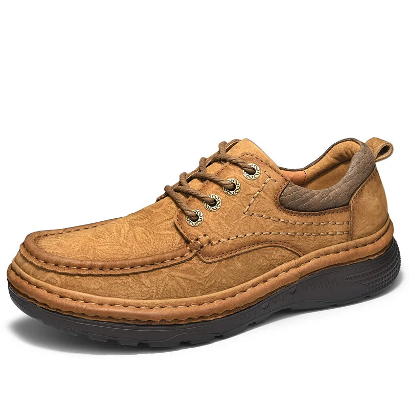 Men's Genuine Leather Lace-Up Casual Shoes