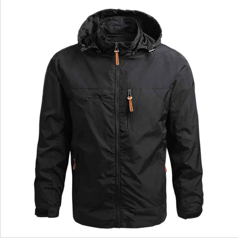 Men's Hooded Hiking Windbreaker – Multi-Pocket Jacket