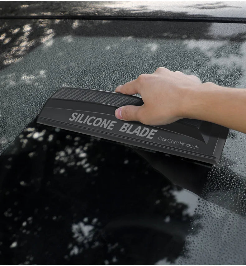 Soft Silicone Car Squeegee — Non-Scratch Window Wiper & Water Drying Blade for Car & Home Glass