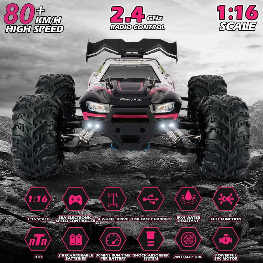 1:16 Scale 4WD High Speed RC Car – 80KM/H Brushless Off-Road Racing Drift Buggy