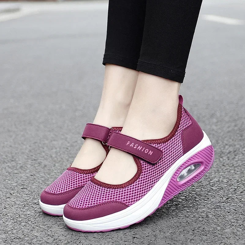 Women's Air Mesh Hook-and-Loop Casual Shoes