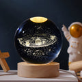 3D Crystal Ball Galaxy Night Light — LED Saturn Moon Lamp, Kids Birthday Gift