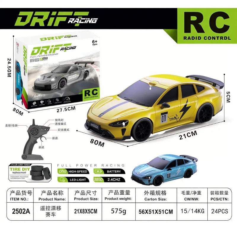 1:24 Scale RC Drift Racing Car – GT3 RS / Porsche 911 / SU7 High Speed Remote Control Models