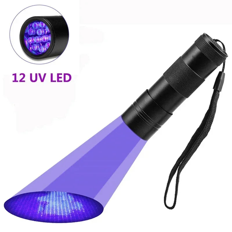 UV Blacklight Flashlight | 9/12 LED 395nm, Pet Urine & Stain Detector, Waterproof Aluminum, Batteries Not Included
