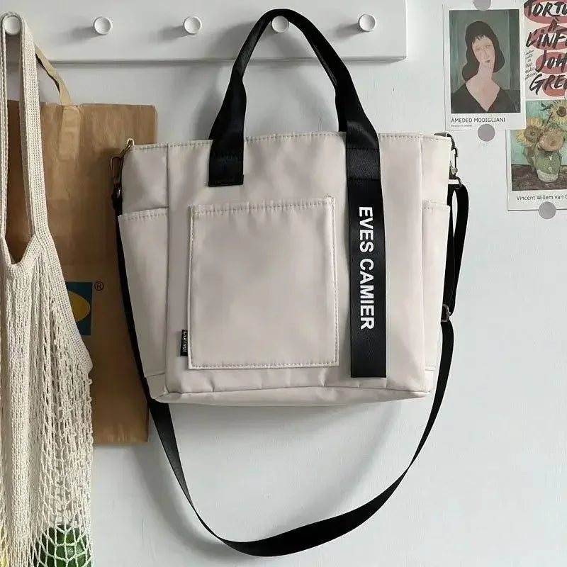 Large Capacity Nylon Canvas Tote Bag – Waterproof Shoulder Bag & Messenger for School & Daily Use