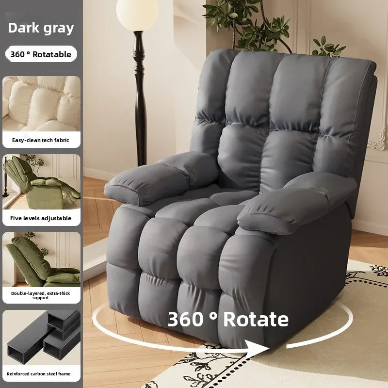 Five-Position Fabric Lounge Chair with Padded Arms