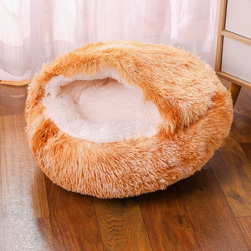 Round Plush Dog & Cat Bed – Warm Washable Pet Sofa Basket, Small to Large Dogs & Cats