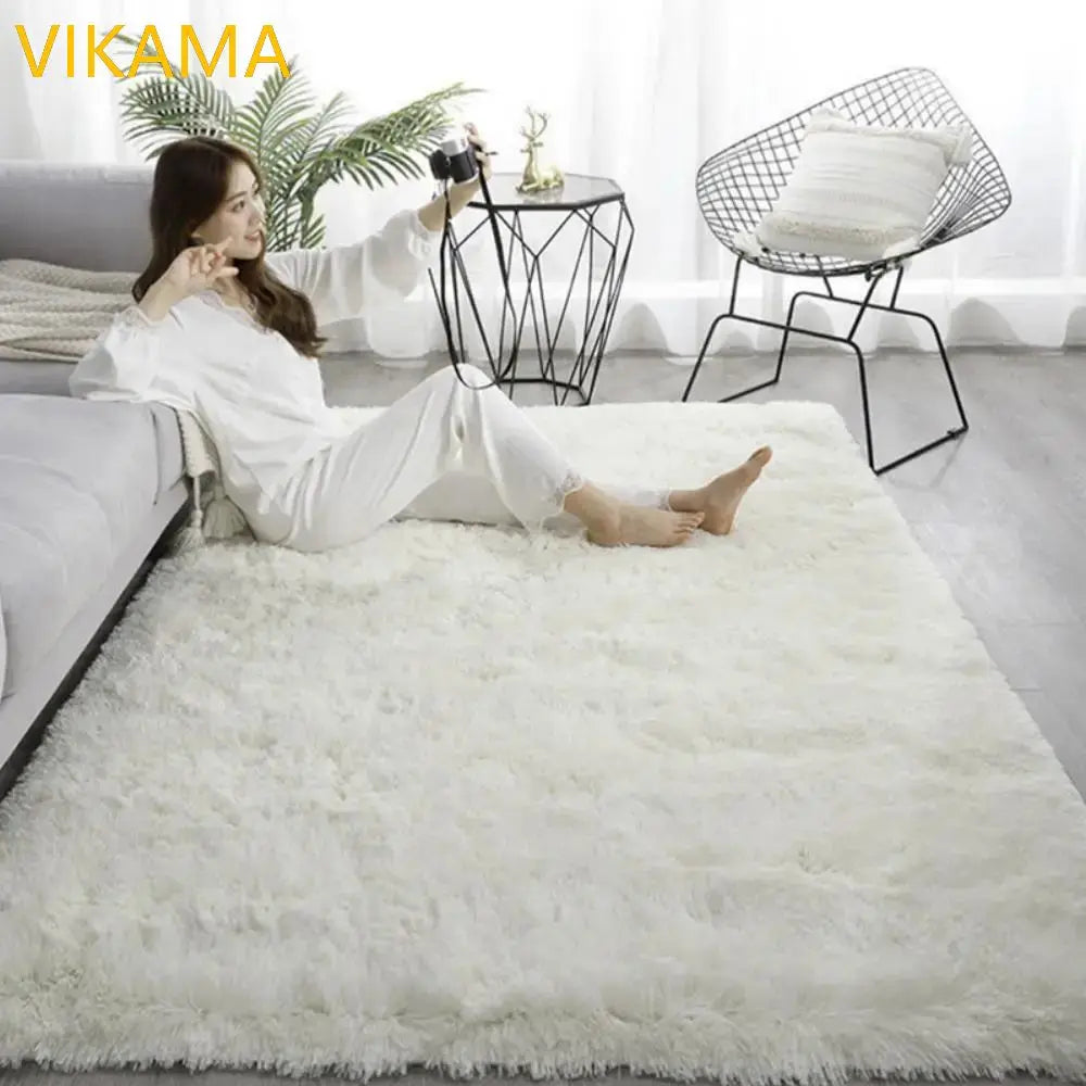 Solid Color Plush Area Rug & Bed Blanket – Soft Silk Wool Carpet for Bedroom & Living Room, 7 Colors & 7 Sizes