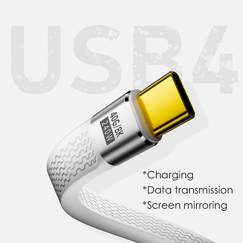 40Gbps USB4 Cable — 8K@60Hz Video, 240W Charging & Thunderbolt 4 Compatible