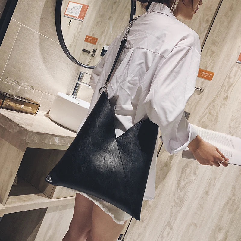 Luxury PU Leather Tote Bag – Large Capacity Chain Shoulder Bag for Women