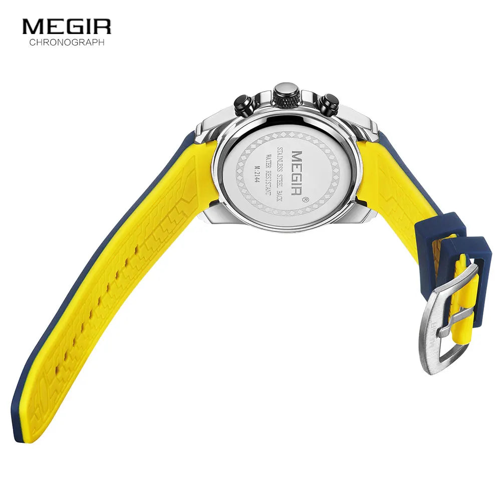 MEGIR Men's Military Sport Watch | Waterproof Luminous Blue Silicone Strap Luxury Wristwatch